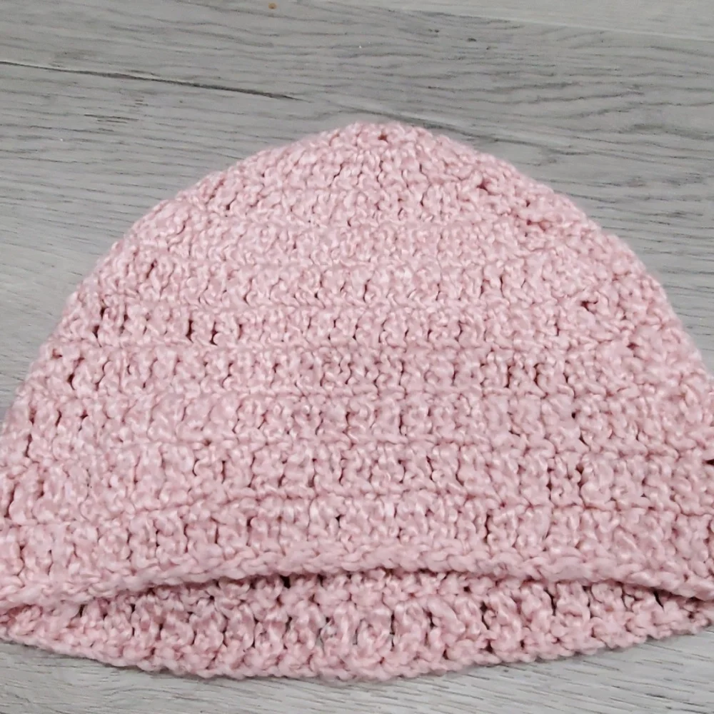 Soft Pink Crochet Skull Cap Handmade